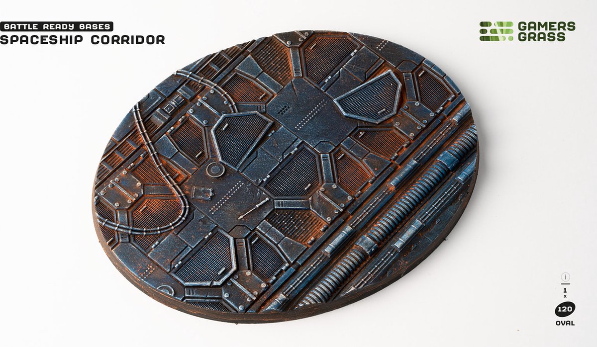 Spaceship Corridor Bases Pre-Painted (1x 120mm Oval)